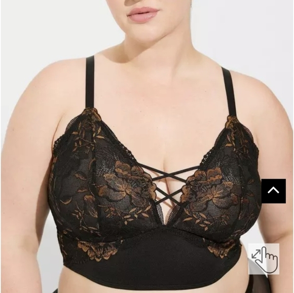 TORRID Unlined Plus Size 5 NWT Lace gold and black - Picture 1 of 3